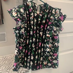 Veronica Beard floral ruffle top